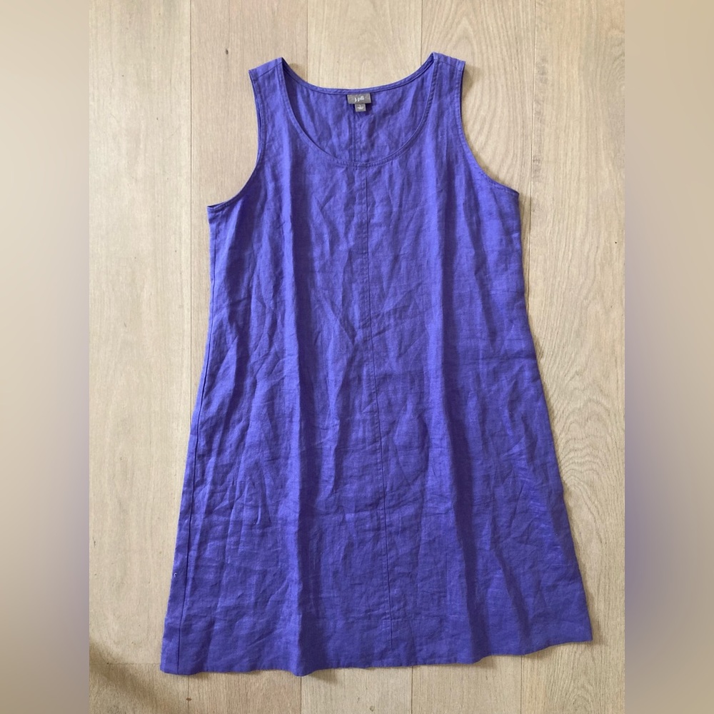J Jill flax linen a-line dress, purple, knee length